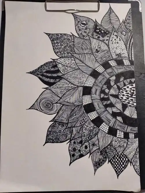 向日葵线描儿童画六岁