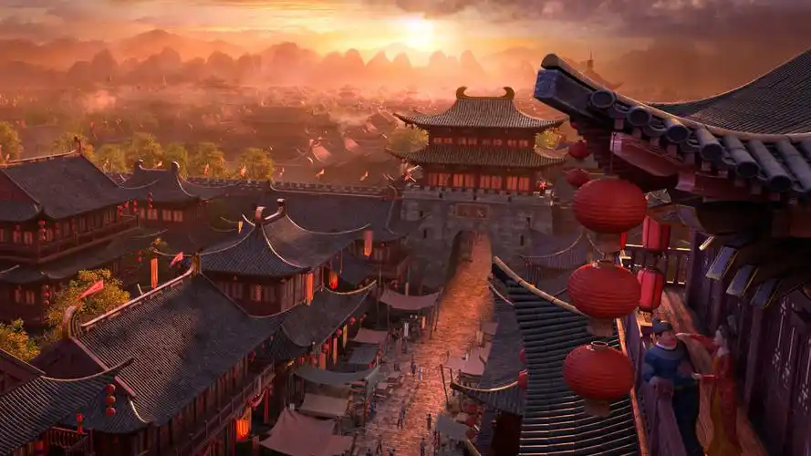 白蛇缘起晚唐建筑壁纸