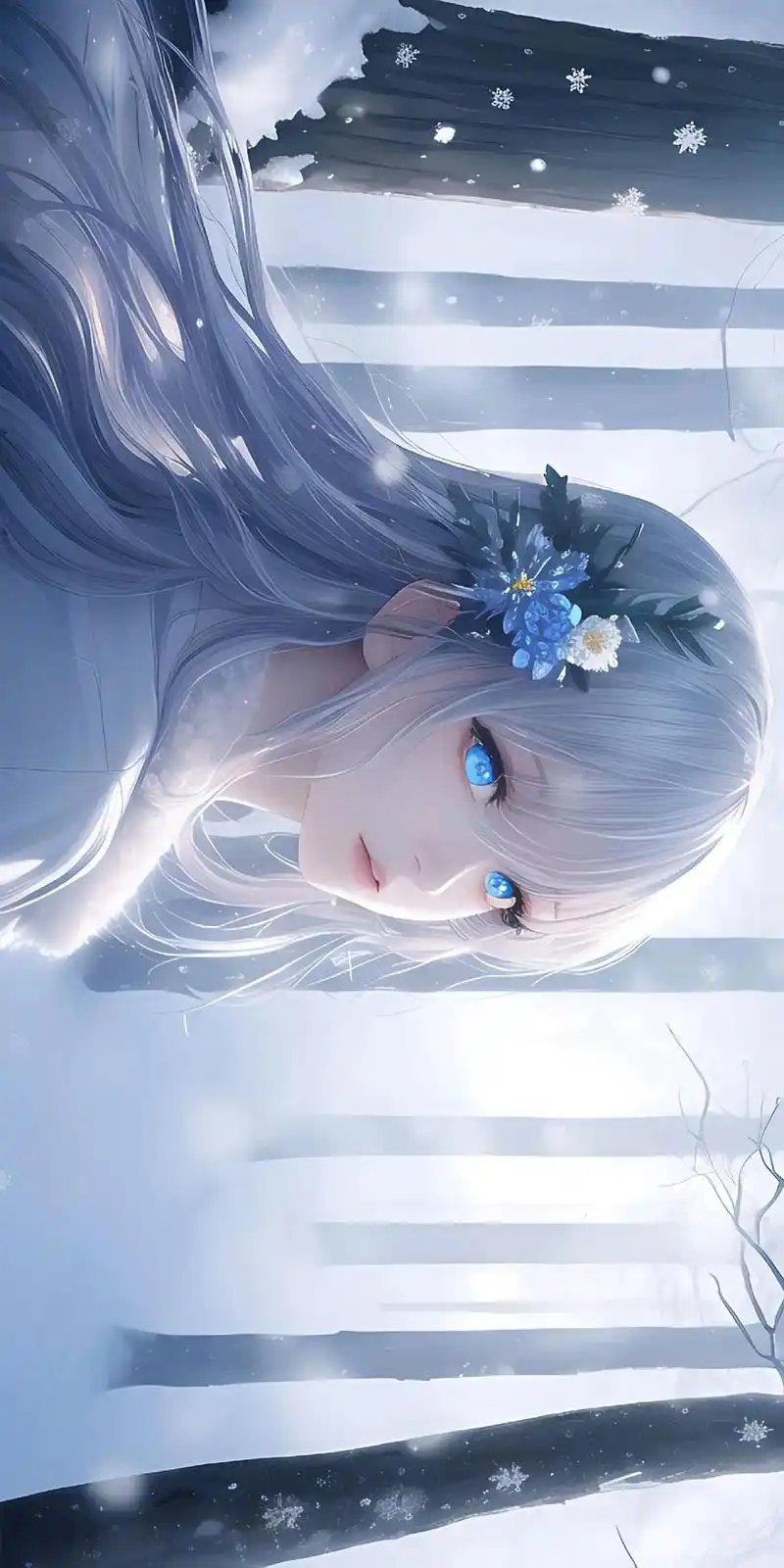 (电脑壁纸)雪中银发少女.请横屏观看,#二次元 美女电脑壁纸 - 抖音