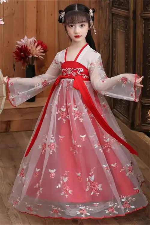 儿童汉服女童夏季超仙连衣裙古装衣服中国风儿童套装女古代仙女裙
