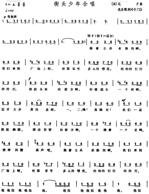 街头少年合唱简谱(图1)