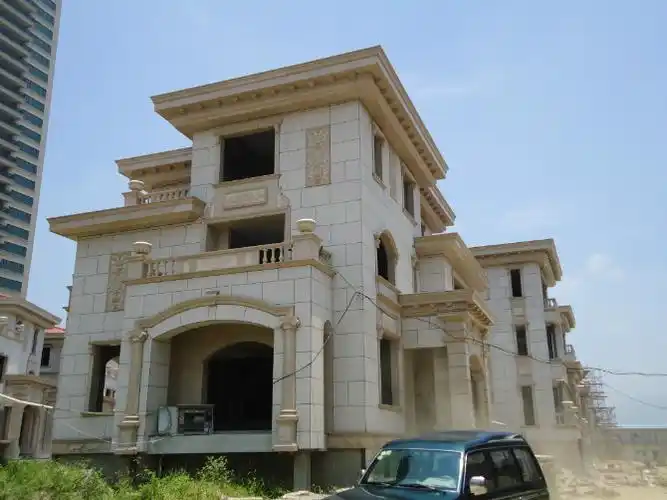 福建材料黄金麻石材高档别墅外墙干挂 建筑外墙石材干挂墙面板材