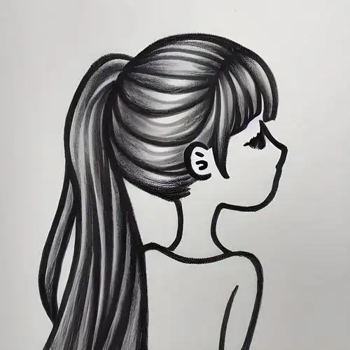 简笔画小女孩单马尾