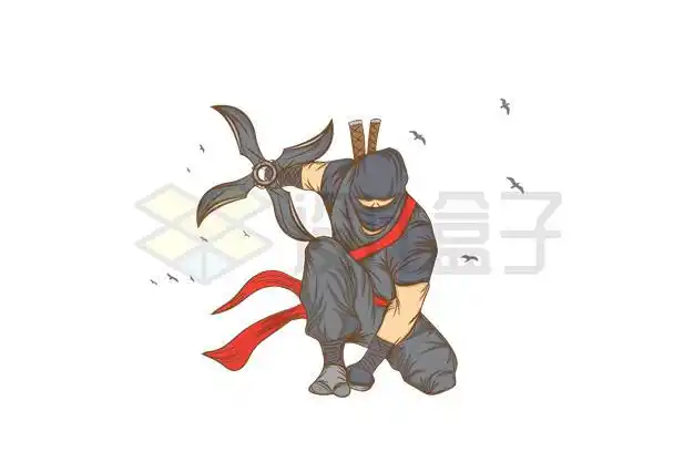 拿着飞镖的忍者蒙面人漫画风格8596226矢量图片免抠素材 人物素材-第1