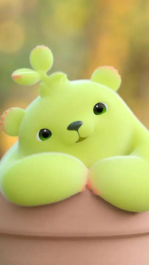 植物顺手画出了一个卡通植物形象,象征希望和温暖的"萌芽熊"由此诞生