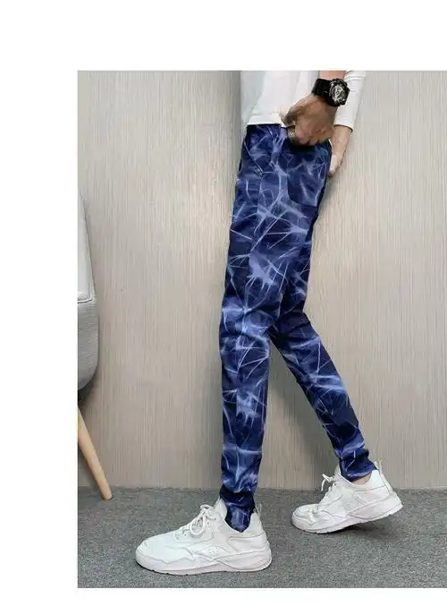 2020新款闪电时尚男士休闲裤韩版修身小脚裤男长裤