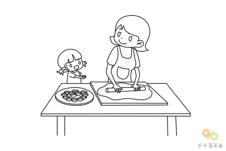 春节包饺子简笔画