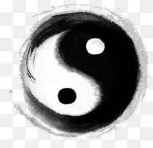 黑白阴阳鱼水墨中国八卦图太极