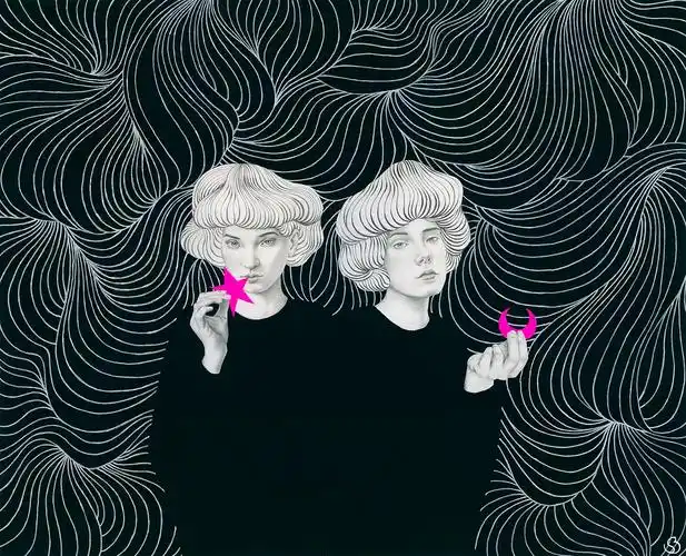 线条和人物的融合sofiabonati人像插画作品