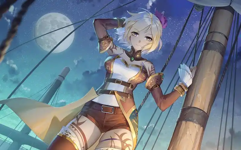 二次元优雅白裙女孩桌面壁纸