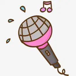 卡通,话筒,唱歌