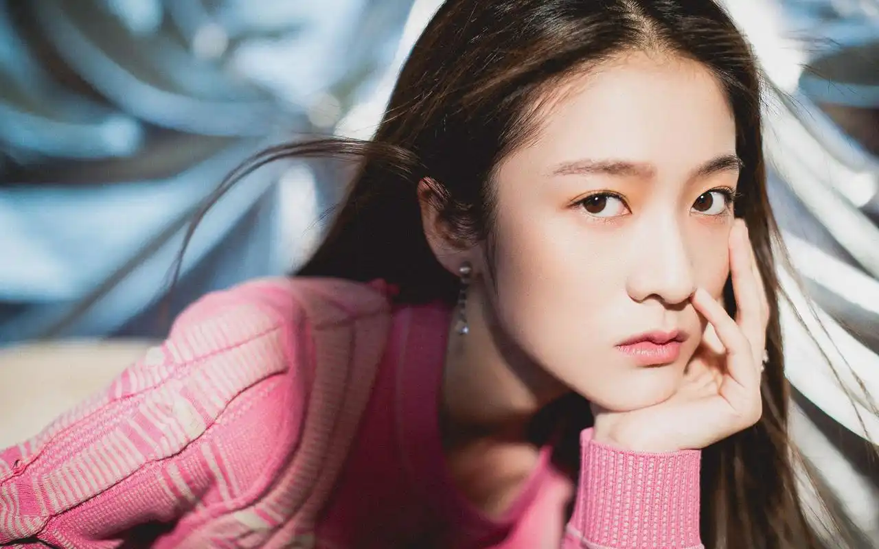 张雪迎粉衣长裙性感写真高清壁纸