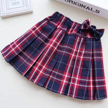 藏青色校服短裙子百褶裙半身裙中大童小学生春秋学院演出蓝色格裙130