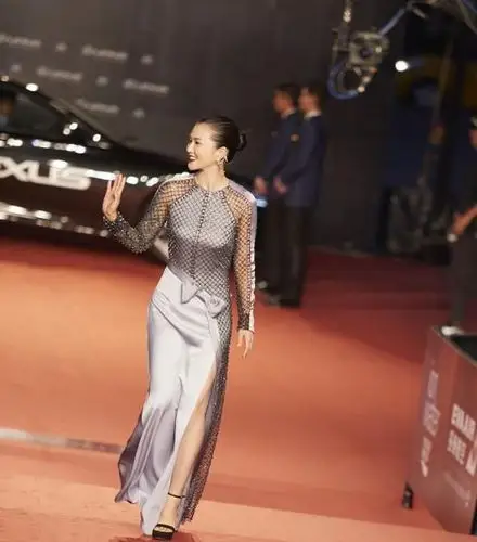 谭维维好敢穿身上有层网格透风转过身去开大口秀背线