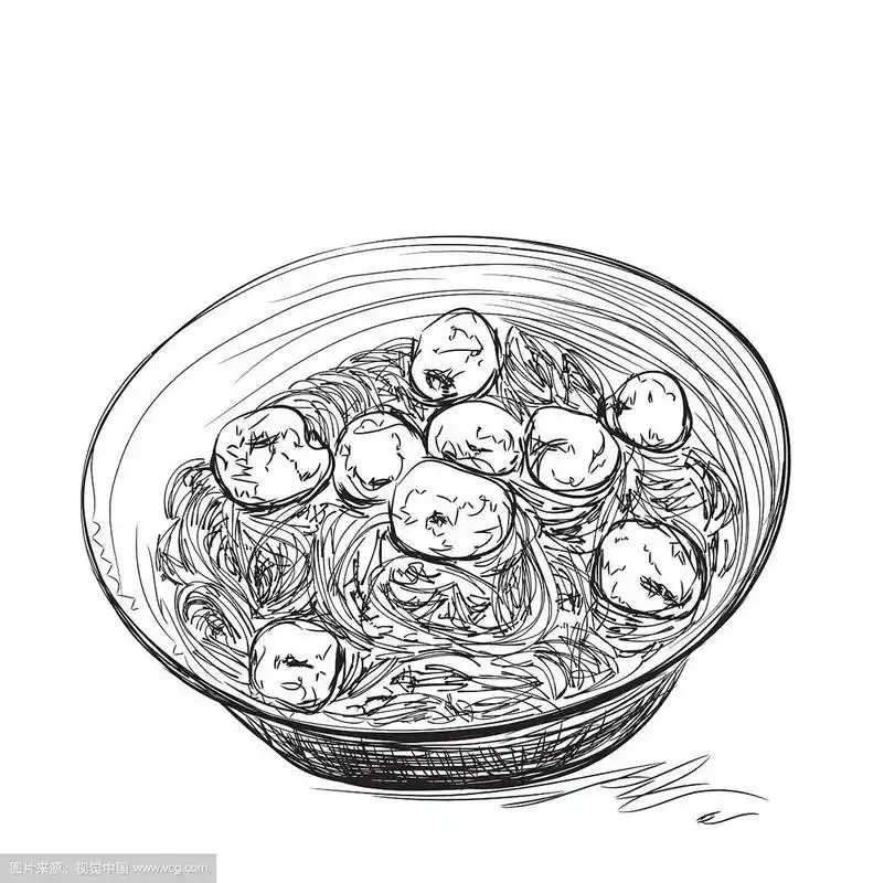 手绘意大利面条素描食物