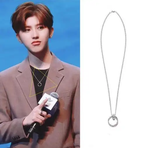 勿恋蔡徐坤同款项链锁骨链ins男女潮韩版嘻哈学生情侣吊坠圆环毛衣链