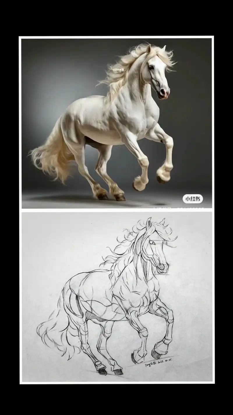 画个马～#画画 #动物手绘 #素描 #一起学画画 #地球不止 - 抖音