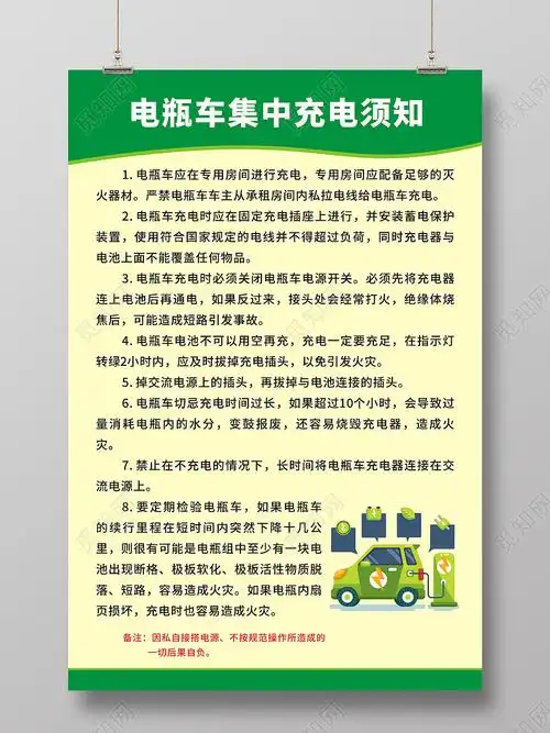 电瓶车集中充电须知海报电动车充电cdr