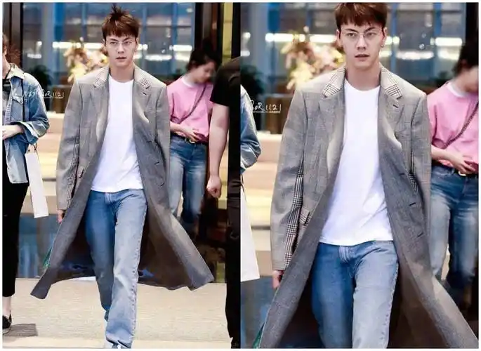 长格正装夹克也只有千伟霆身高可以购买hold,白色t恤,牛仔裤作为简单