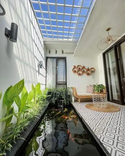 不靠院子,室内设水景养鱼,这3处均可考虑,比用鱼缸有意思多了