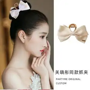 关晓彤韩国时尚设计蝴蝶结发夹后脑勺盘发鲨鱼夹气质抓夹发饰女