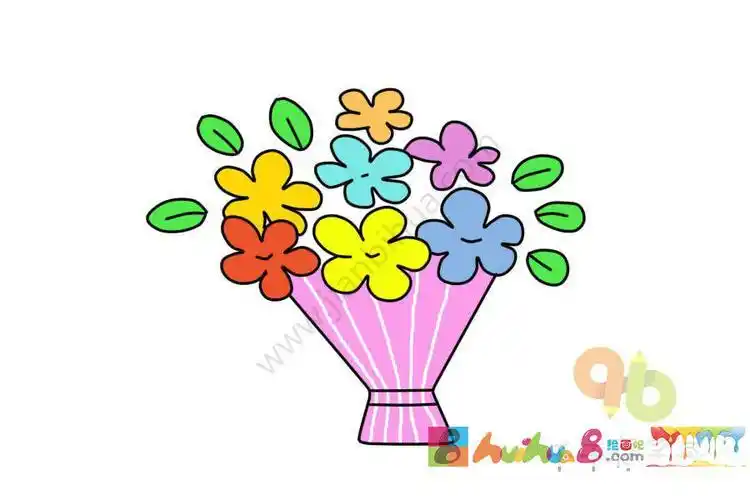 彩色鲜花简笔画