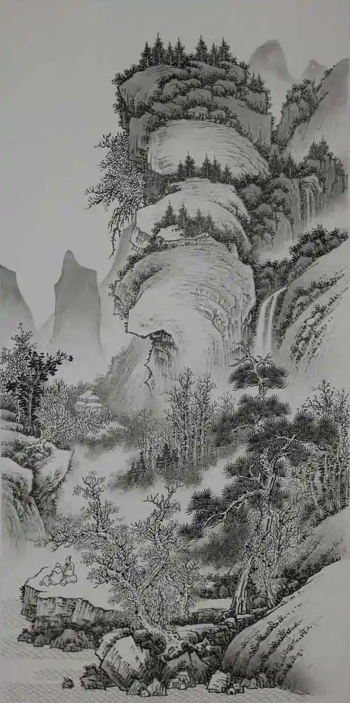 工笔山水临摹起稿不再难,当代名家王军河白描稿