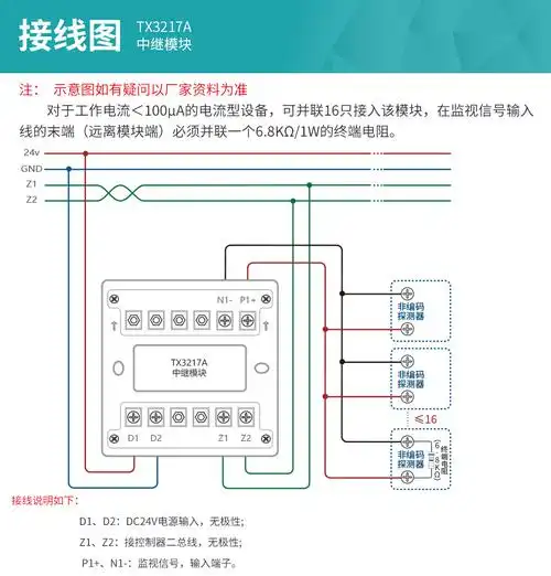 泰和安tx3217a中继模块接线图