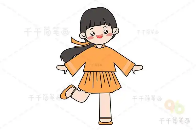 扎马尾巴的女孩简笔画(扎马尾辫的侧身女孩简笔画) -【爱个性】