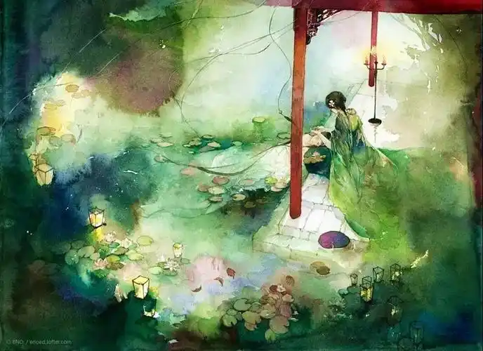 一组唯美虚幻的中国风水彩画惊艳所有人 看完才知道何为妙笔丹青