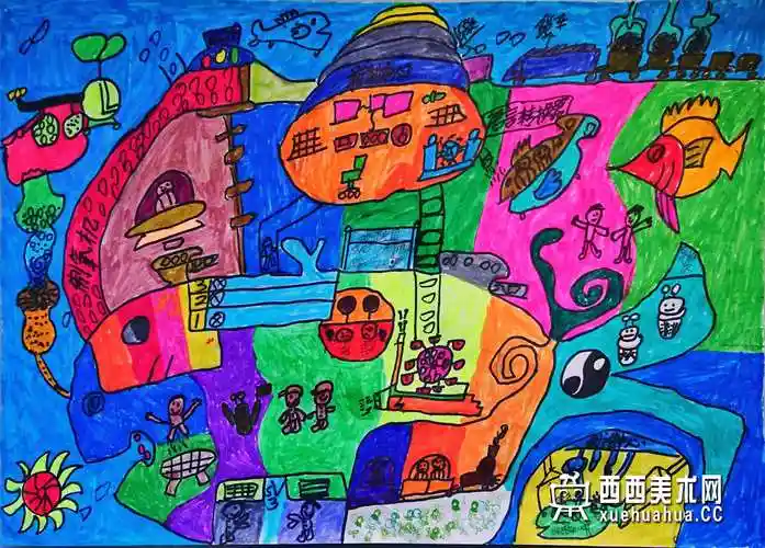 优秀儿童获奖科幻画未来水世界欣赏