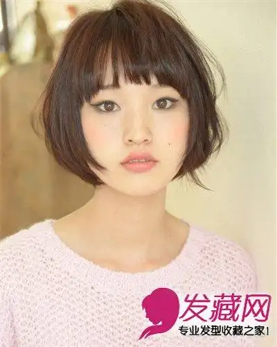 圆脸适合的波波头 呆萌甜美短发发型(5)