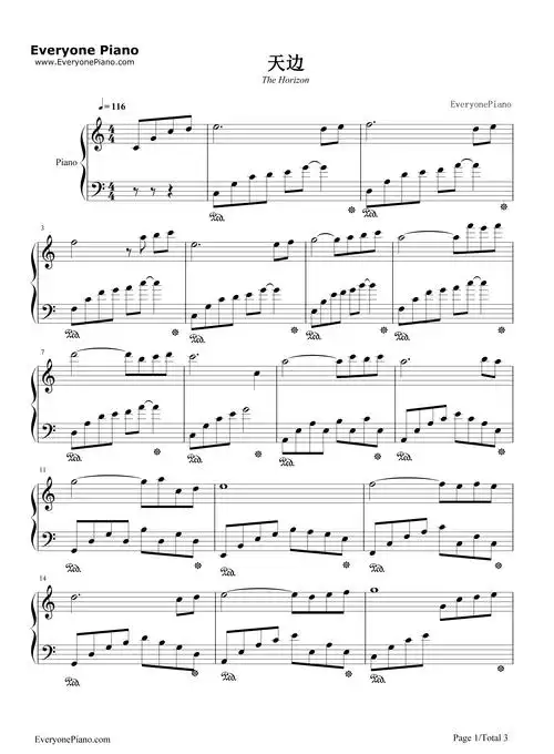天边五线谱预览1
