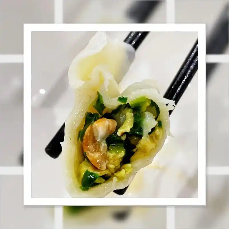 爱生活爱美食 素三鲜饺子家庭版 推荐韭菜鸡蛋虾仁的三鲜馅  - 兑音