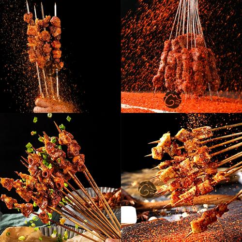 烧烤海鲜烤串外卖烤鱼炸串高清摄影图ps海报设计背景图宣传素材