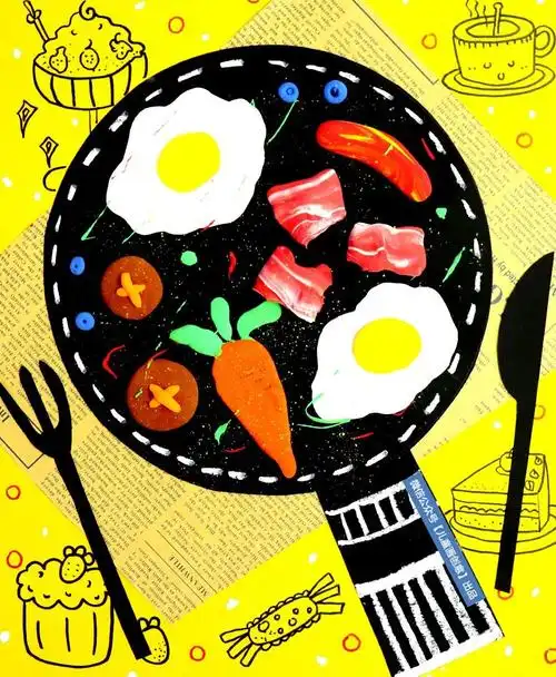 教程|香喷喷的美食_儿童画创意_零二七艺考