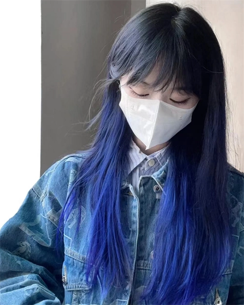 显白克莱因蓝发色 蓝色系染发天花板_染发发型 - 美发站