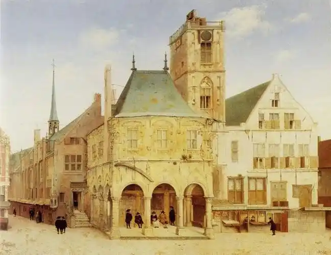 【画家 pieter jansz saenredam(l597--1665)的古典建筑景物装饰油画