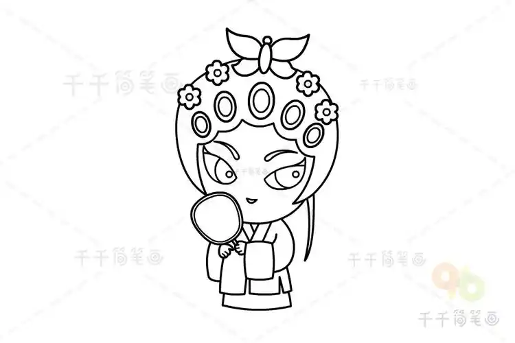 戏曲花旦简笔画图片_戏曲人物大全简笔画