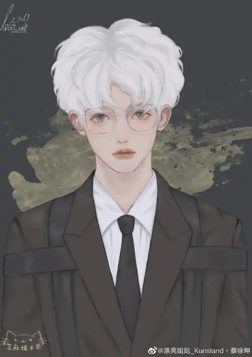 粉丝手绘的蔡徐坤漫画像氛围感