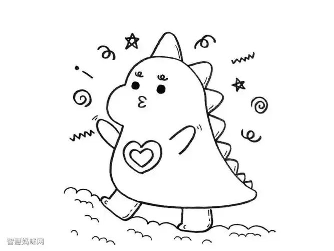 一组可爱的恐龙简笔画图片