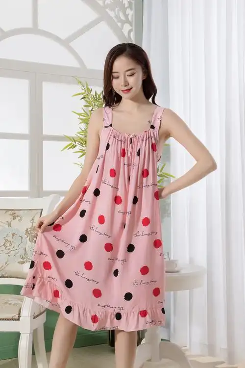 夏季吊带睡裙女生卡通兔子可爱宽松人造棉薄款棉绸睡衣家居服裙子k