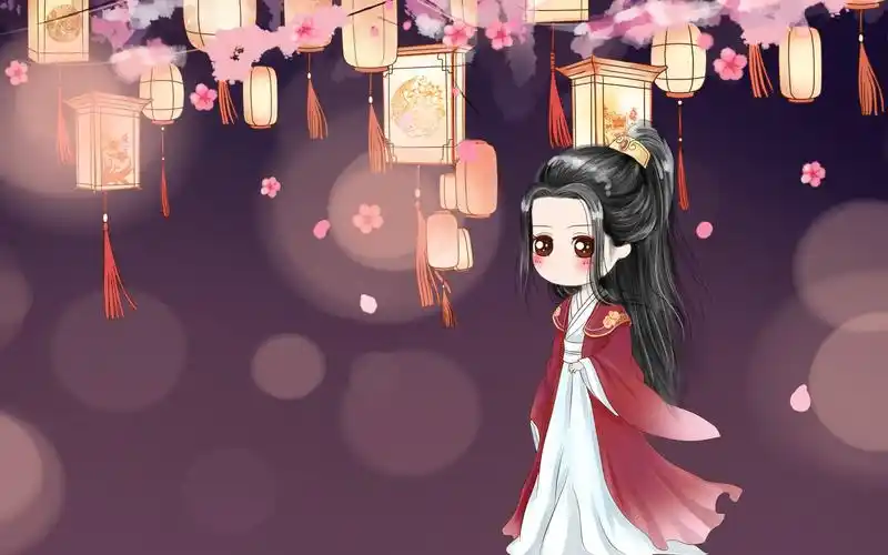 手绘女孩小薇元宵电脑壁纸小清新可爱手绘女孩