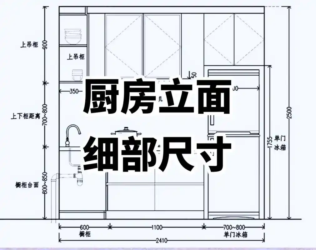 厨房设计立面细部尺寸