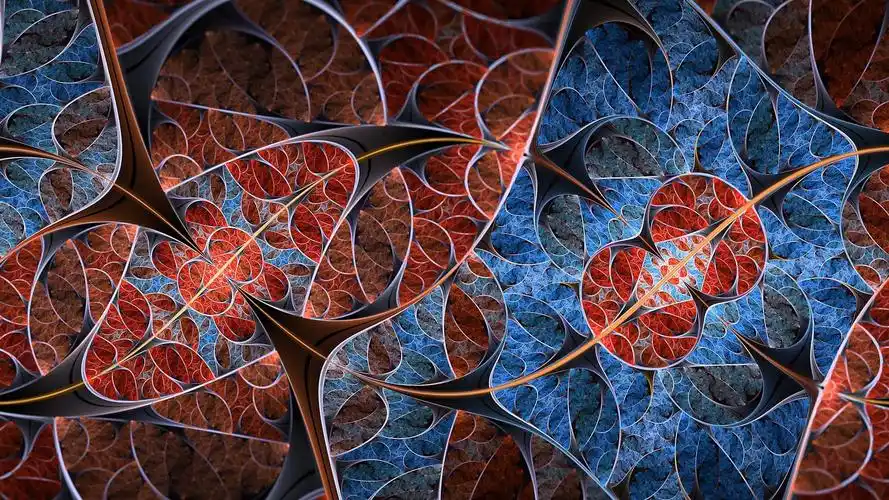 高清几何分形抽象艺术插画,五颜六色-回车桌面