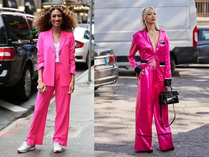 玫红色不适合皮肤黑黄的人,会显得又土又俗,理由及搭配示例如下