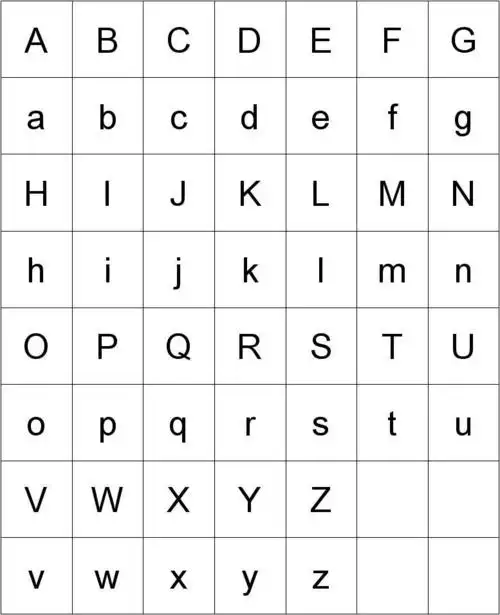 26个大写字母表