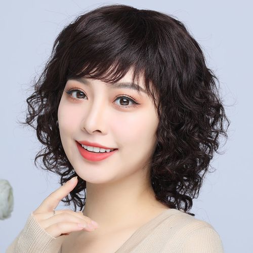 瑞贝卡假发女短卷发中老年人妈妈短发型真发套全头套式假发套女真