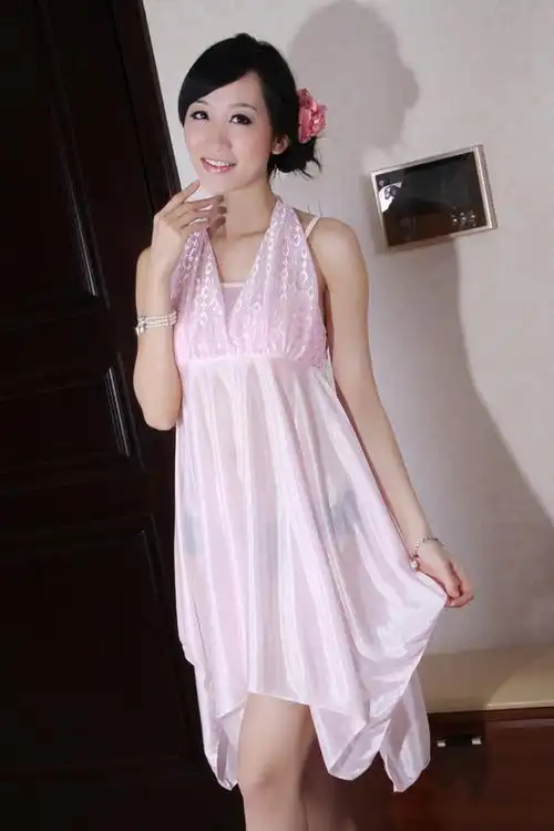 5706#睡衣 可爱夏款挂脖吊带裙女士家居服