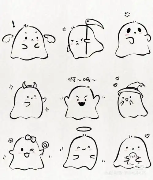 可爱的简笔画万圣节小鬼来喽